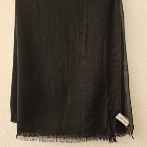 Calvin Klein Black Fringe Scarf - 100% Acrylic - 70" x 26" - NEW